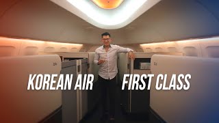 KOREAN AIR First Class Review (New York to Seoul on the Boeing 747-8!)