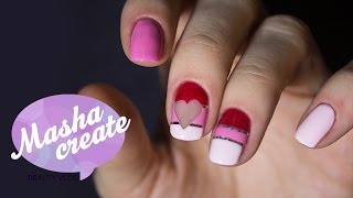 Маникюр с лентой для ногтей. Дизайн ногтей на День Валентина