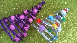 DIY/МК/ Как сделать новогоднюю сувенирную елочку из синельной проволоки