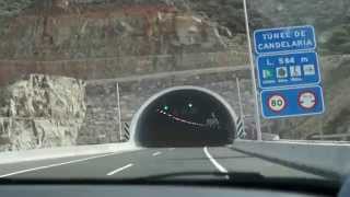 Driving by car from Puerto de Mogan to Playa Del Ingles. Gran Canaria.