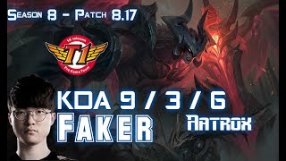 SKT T1 Faker AATROX vs AZIR Mid - Patch 8.17 KR Ranked