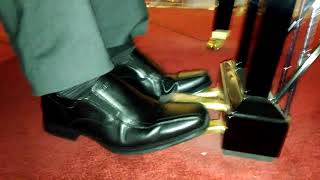 Yamaha Grand Piano pedal pumping in Housemate's Hush Puppies Loafer Dress Shoes!