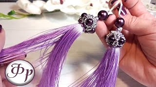 Серьги кисточки своими руками. Красивый колпачок из бисера и бусин.