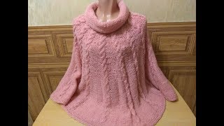Пончо спицами от горловины для Риты