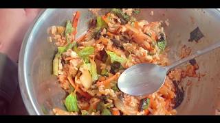 Vegetable Bibimbap, Whole Radish Kimchi mukbang |야채 비빔밥,총각김치 먹방 | mic test