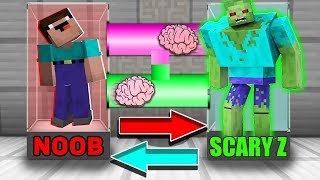 Minecraft NOOB vs ZOMBIE MUTANT : BRAIN EXCHANGE! NOOB BECAME a SCARY ZOMBIE in Minecraft! Animation