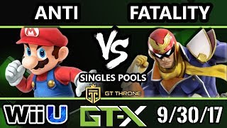 GTX 2017 Smash 4 - IMT | ANTi (Mario) Vs. YP | Fatality (Captain Falcon) Wii U Pools