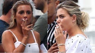 Love Island's Dani Dyer and Megan Barton-Hanson smoke in London