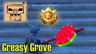 "Follow the treasure map found in Greasy Grove' LOCATION Fortnite Week 5 Challenges!