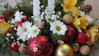 Новогодняя композиция с живыми цветами. Мастер-класс