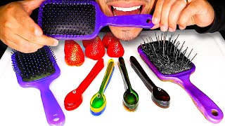 ASMR EDIBLE HAIR BRUSH EDIBLE SPOON JELLY 먹는 빗 먹는 숟가락 젤리 먹방 EATING SOUNDS JERRY NO TALKING MUKBANG