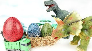 Catch The Truck Stealing Dinosaur Eggs! Tayo Truck Max, T-Rex, Triceratops Hatching Eggs~
