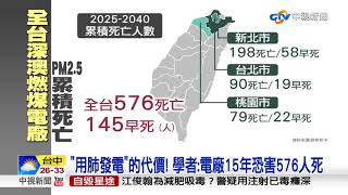 "用肺發電"的代價! 學者:電廠15年恐害576人死│中視新聞 20180911