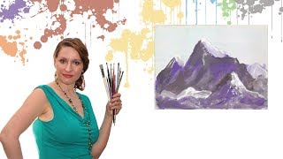 Как нарисовать фиолетовые горы акрилом или гуашью