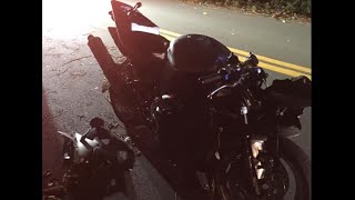 Almost Fatal Motorcycle Crash.  Biker Hits Tree at 60 MPH