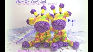 Rainbow Loom Adorable Giraffe (Part 1 of 3) Loomigurumi Amigurumi Hook Only Лумигуруми Жирафа