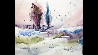 EASY Watercolor WINTER - wet on wet technique
