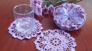 Вязаная салфетка под стакан/ Crochet Coaster.  Вязание крючком для начинающих.