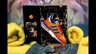 Contempla aquí los detalles de las Dragon Ball Z Adidas Goku ZX 500 RM