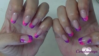 Uñas Acrilicas con esmalte permanente en dos colores