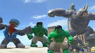 Hulk vs Big Rhino vs Red Hulk Transformation Rhino - LEGO Marvel Super Heroes