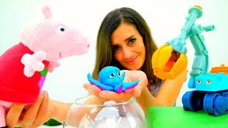 Lustige Schule mit Peppa Wutz. Spielzeugvideo für Kinder.