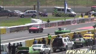 BLOWN V8 FORD CAPRI ( MINCER ) RUNS 7.92 @ 180 MPH AT A.P.S.A ROUND 1 - CALDER PARK 18.2.2012