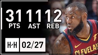 LeBron James Triple-Double Full Highlights vs Nets (2018.02.27) - 31 Pts, 12 Reb, 11 Ast, BEAST!
