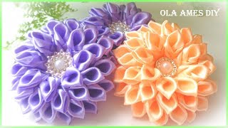 Канзаши/Цветы из ленты 2.5/ DIY Ribbon Flowers/Flores de fita de cetim/Ola ameS DIY