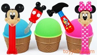 Super Kinder joy Kinetic Sand Ice Cream Surprise Toy Disney Mickey Mouse Tools Learn Colors for Baby