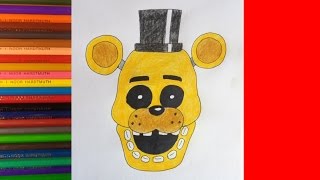 How to draw Golden Freddy, FNAF, Как нарисовать Голден Фредди