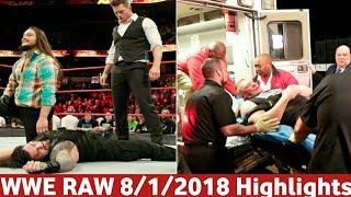 Roman reigns Attacked by The Miz on raw 1/8/2018 ! Braun strowman brutalize both Brock lesnar & Kane