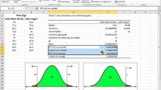 Teste-t duas amostras - Excel