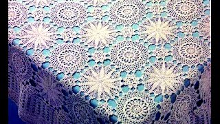 Вяжем СКАТЕРТЬ крючком. ч.2 АЖУРНАЯ КАЙМА (часть 14)
