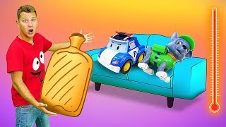 Веселая Школа на детской площадке — Щенячий Патруль и машинки — Грелка для игрушек