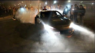 JDM & American Muscle Getting Sideways At Car Meet!
