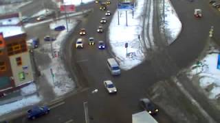 Падение метеорита в Челябинске. Запись с веб-камеры