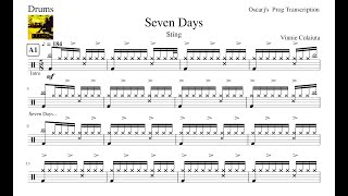 [PDT] Sting - Seven Days Drum Transcription Free Sheet (Updated Sheet In Description)