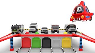 Assembly of Toy Cars Parking House  and Coloring Toy Cars - Pinky and Panda TV