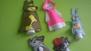 Семья пальчиков Маша и Медведь  Оригами из бумаги  折り紙  Origami