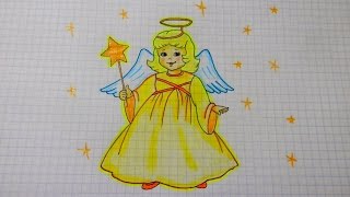 Как нарисовать РОЖДЕСТВЕНСКОГО АНГЕЛА/ РОЖДЕСТВО #91 /How to draw a CHRISTMAS ANGEL