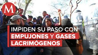Guardia Nacional frena avance de caravana migrante en Chiapas