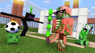 Monster School : FUNNY FOOTBALL BOTTLE FLIP CHALLENGE - Minecraft Animation