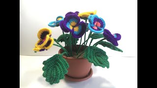 Как вязать Анютины глазки  крючком Часть 1/How to Knit Pansies Crochet Part 1