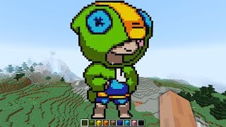 КАК ПОСТРОИТЬ ЛЕОНА ИЗ БРАВЛ СТАРС В МАЙНКРАФТЕ В РЕАЛЬНОЙ ЖИЗНИ НУБИК MINECRAFT BRAWL STARS МУЛЬТИК