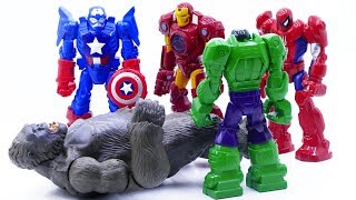Power Rangers & Marvel Avengers Toys Pretend Play | King Kong Vs SuperHero