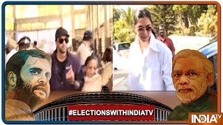 Actor Ranbir Kapoor, Preity Zinta and Deepika Padukone cast their vote in Mumbai