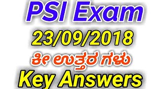 KARNATAKA  PSI FPB ( 23/09/2018) KEY ANSWERS PART -1