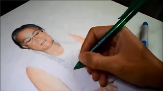 Realistic ballpoint pen drawing and mixed technique