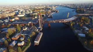 Строительство моста через р. Малая Нева в районе острова Серный октябрь 2017